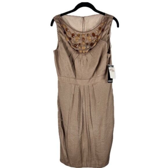NWT ADRIANNA PAPELL Jewelry Necklace Beaded Sleeveless Dress 011205490 Sz 10